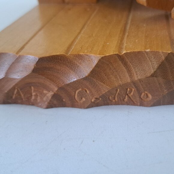 Folk Art Carved Lamp by Amede Godro Quebecois Art - Picture 11 of 11